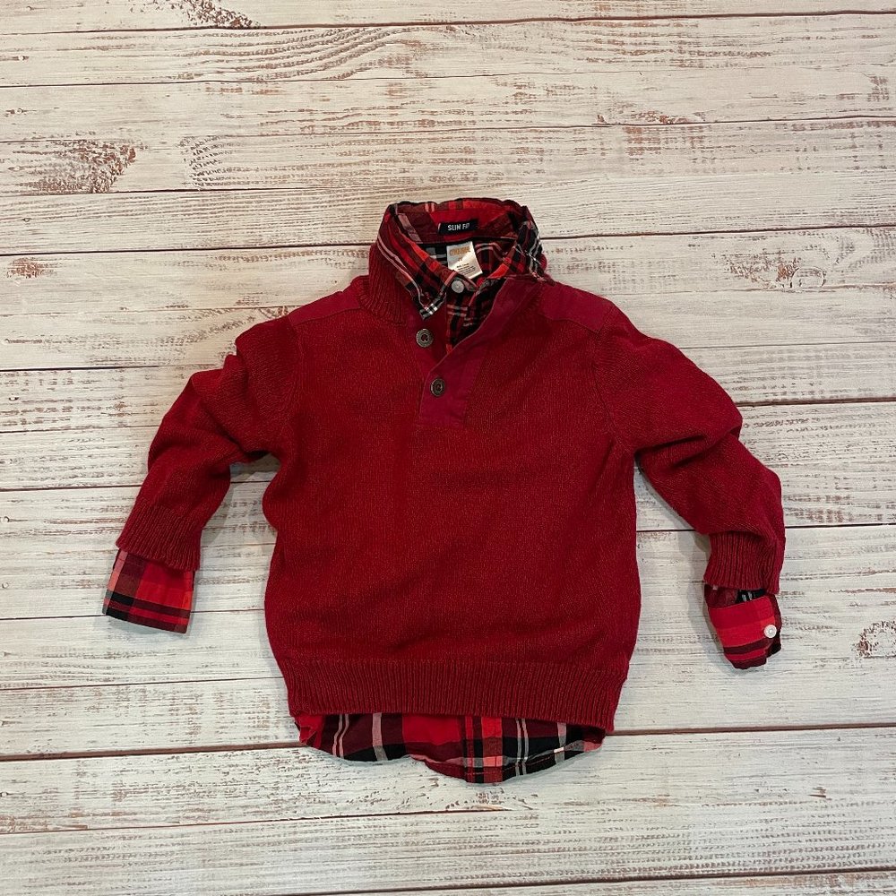 Boys Turtleneck Sweater and Holiday Plaid Button Up Shirt Set - Picture 2 of 8